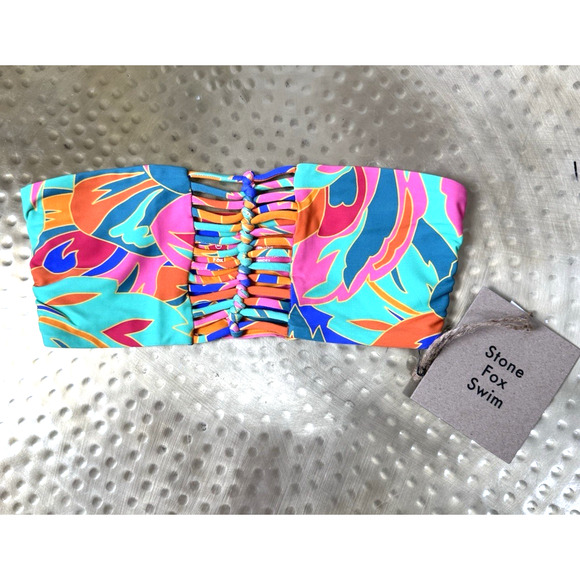 NWT Stone Fox Swim Inez Bikini Bandeau Top Stained Glass XS Rio Resort Bohemian - Picture 1 of 5